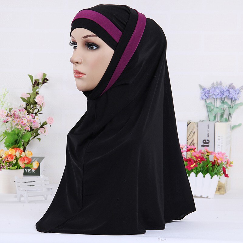 Muslim scarf for women solid color stripe shawl hijab femme musulman arab wraps headscarf hijabs islamic head scarves kopftuch