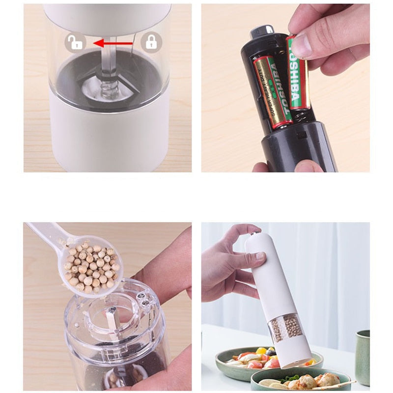 Salt Pepper Grinder Set Electric Spice Flour Mill Grinder Adjustable Coarseness kitchen BBQ Tools Seasoning Tools Pepper Mill