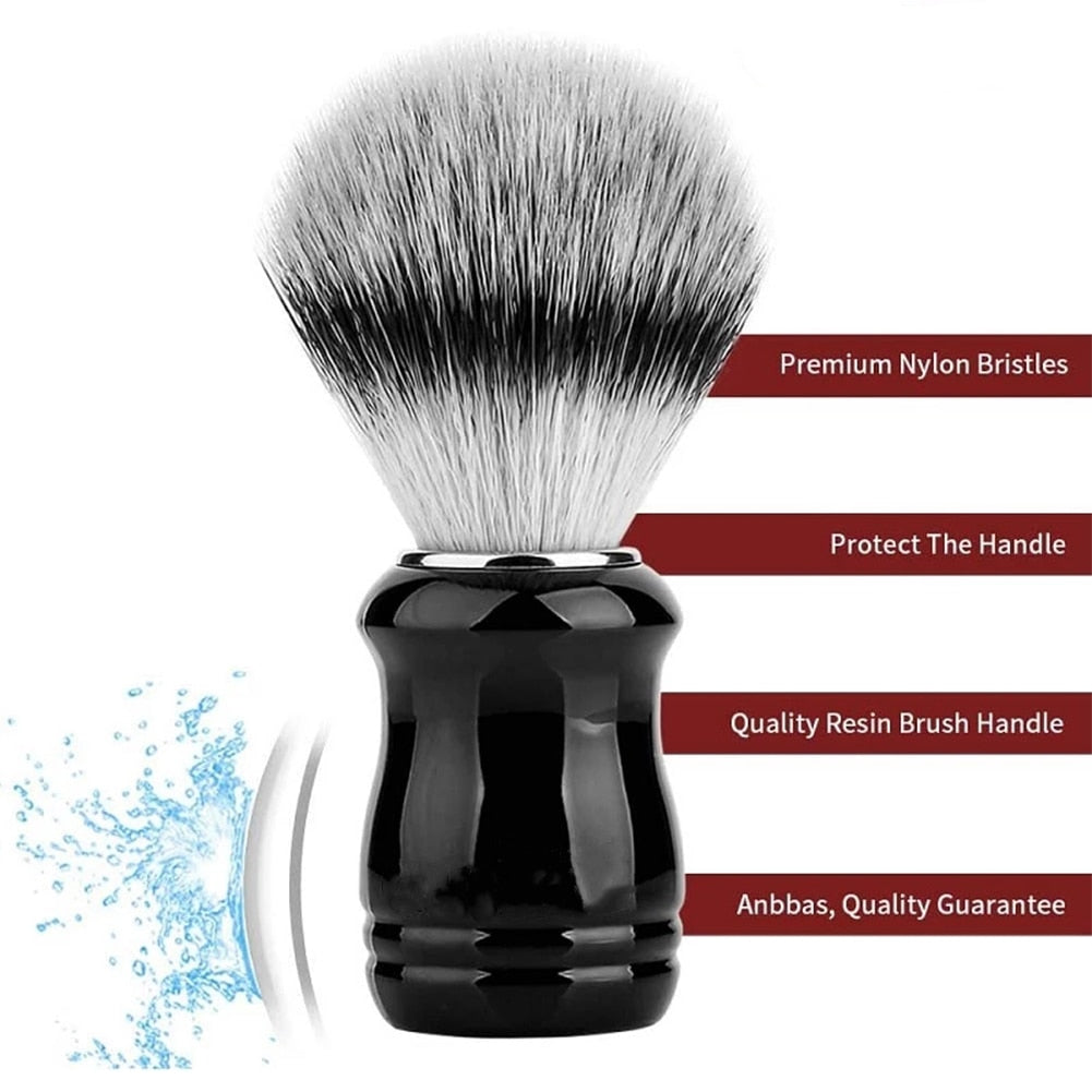 22mm Synthetic Badger Shaving Brush with Black Holder Stand 2IN1 Resin Handle Foam Brush Set for Men Close Wet Shave