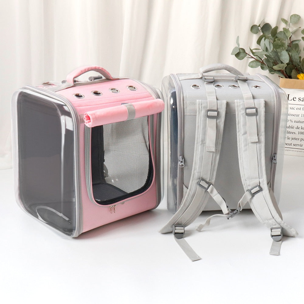 Breathable Cat Backpack Large Capacity Puppy Dog Transparent Carrying Bag Outdoor Travel Portable Pet Carrier Cats Shoulders Bag