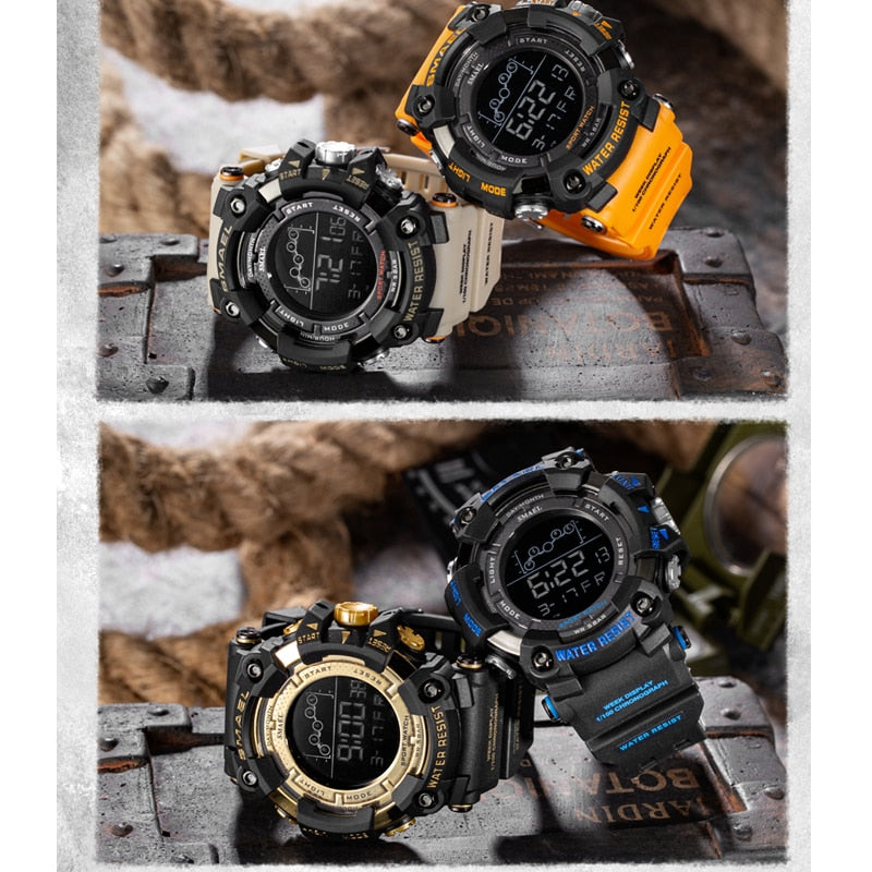 SMAEL Military Sport Watch Mens Stopwatch Waterproof Chrono Digital Wristwatches For Men Chronograph Clock Relogio Masculino