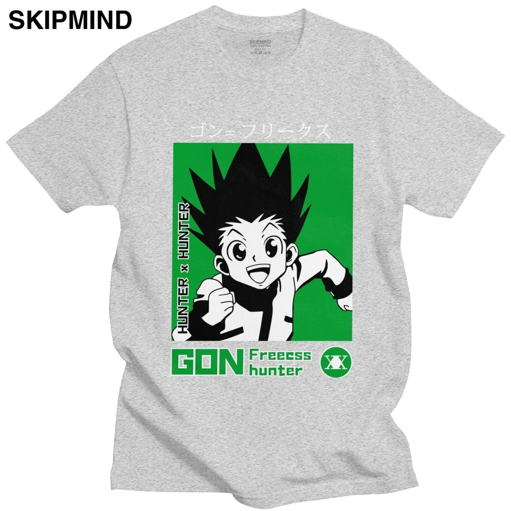 Trendy Men T Shirt Hunter X Hunter Short Sleeved Cotton Tee Round Neck Leisure Gon Freecss T-shirt Japanese Manga Anime Tshirt