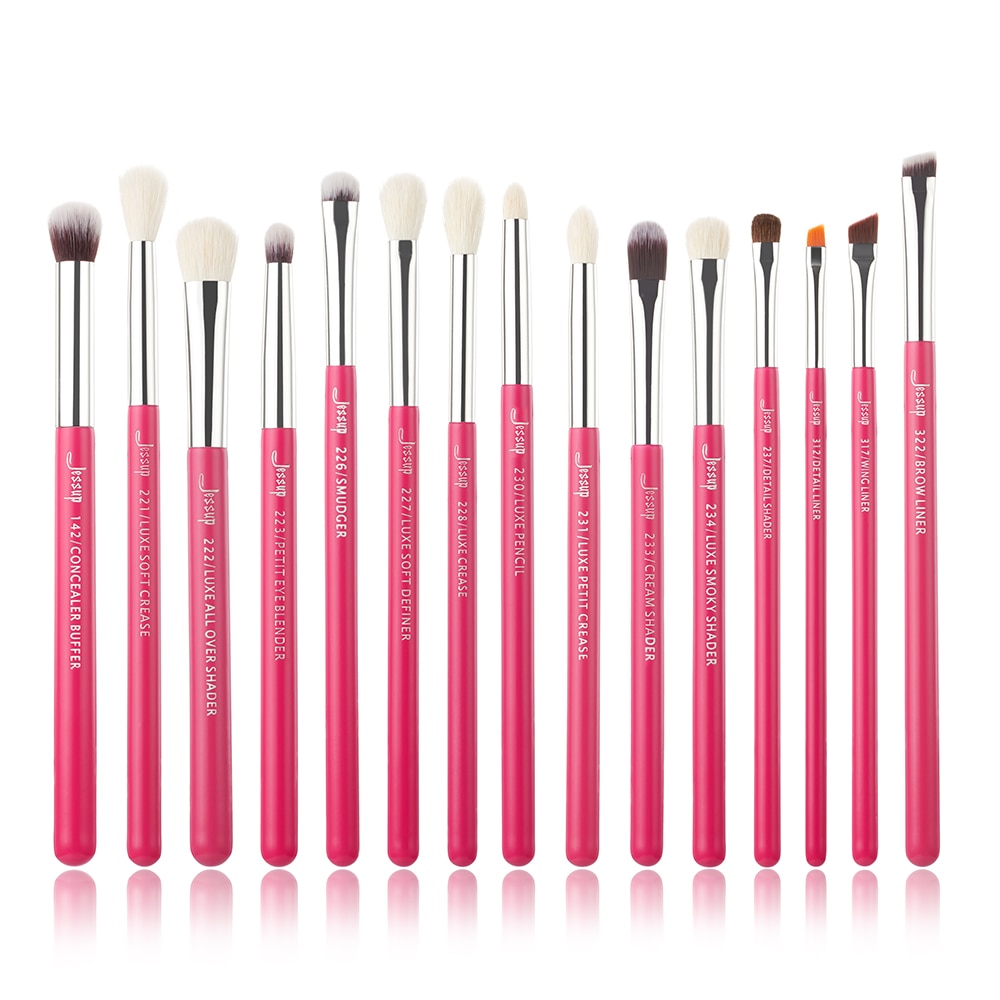 Jessup Makeup Brushes Set 15pcs Eye Brushes set Natural-synthetic Eyeshadow Eyeliner Eyebrow Blending Pearl White T217