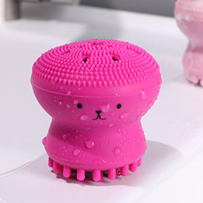 Facial Cleansing Brushes Silicone Cute Octopus Facial Cleanser Pore Cleanser Exfoliator Face Scrub Washing Brush Skin Care Tools