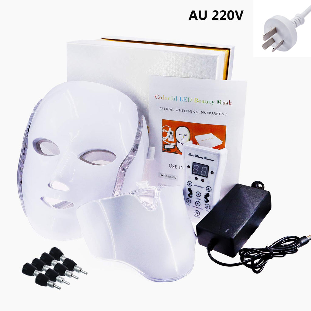 LED Facial Mask With Neck Skin Care 7 Colors Face Mask Treatment Beauty Anti Acne Therapy Whitening Korean Led Spa Mask Machine