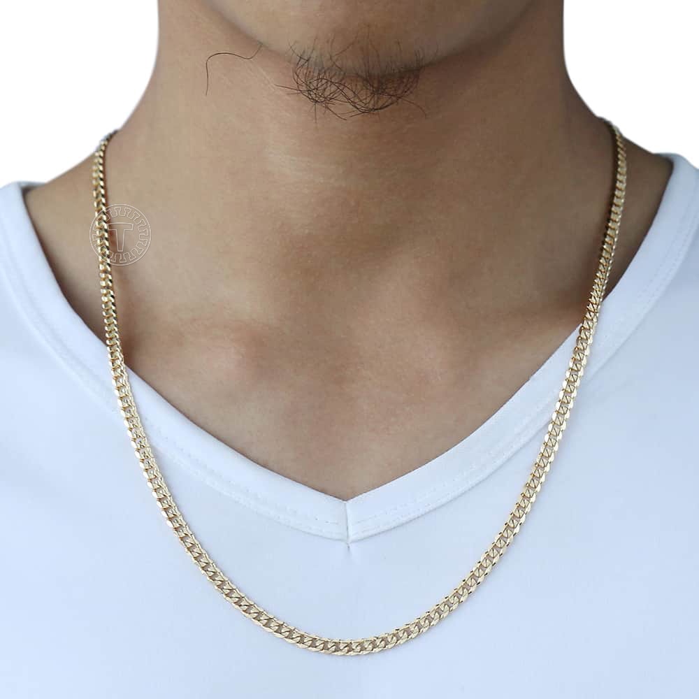 Trendsmax Men&#39;s Cuban Link Chain Necklace Gold Color  Chain Necklace Gift For Men Hiphop Wholesale Jewelry 4.5mm 50cm 60cm GN438