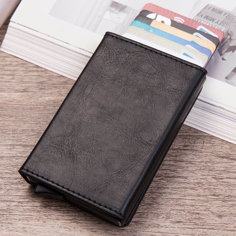 Magnet Rfid Blocking Card Holder Women Men Wallets Thin Slim Wallets Leather Coin Purse Small Male Black Mini Wallet portomonee