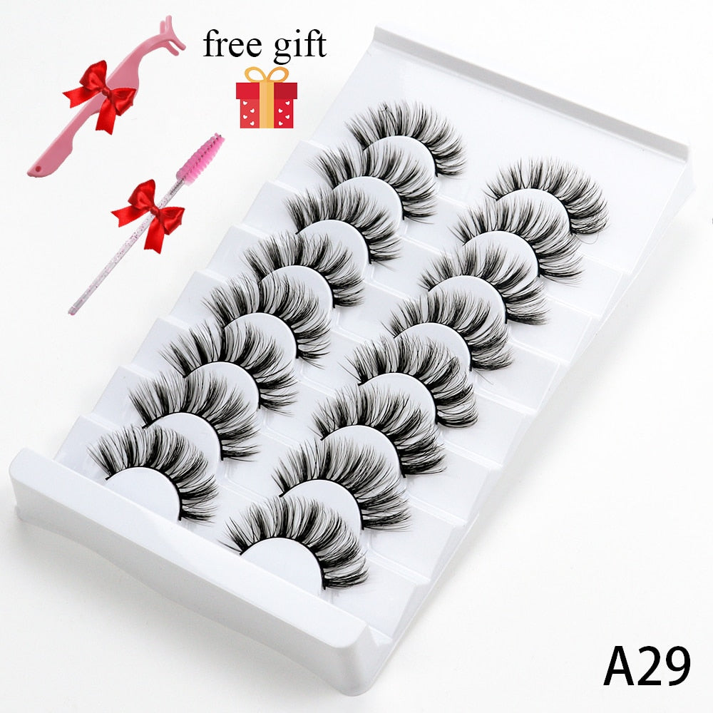 5/8 Pairs 20mm Mink Lashes 3D Natural False Eyelashes Fluffy Faux Mink Eyelashes Wispies Long Extension Eyelashes Pack Maquiagem