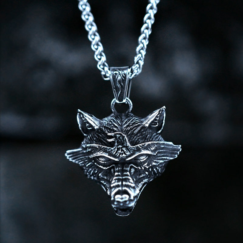 Fashion Vintage Women Men Vingking Wolf Stainless Steel Pendant Chain Necklace Jewelry BP8-514