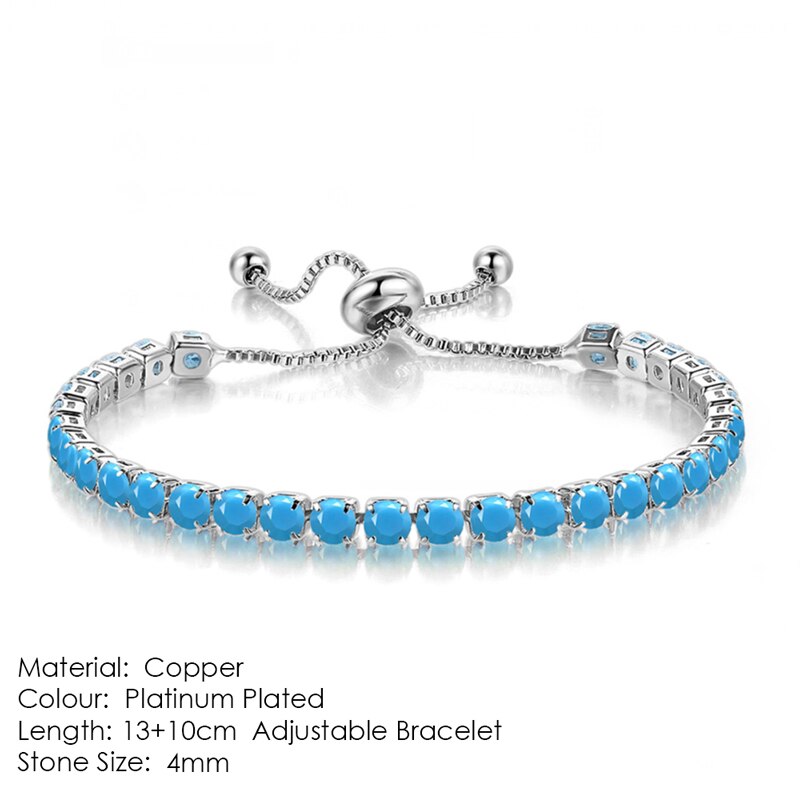 Tennis Bracelets For Women Shining White Gold Color Single-layer Zircon Adjustable Slider Buckle Charm Bracelet Fashion Jewelry