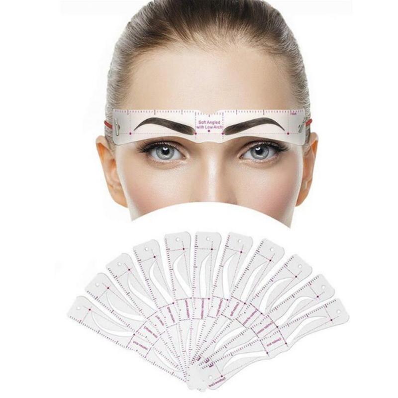 12Pcs Reusable Eyebrow Stencil Set Eye Brow DIY Drawing Guide Styling Shaping Grooming Template Card Easy Makeup Beauty Kit