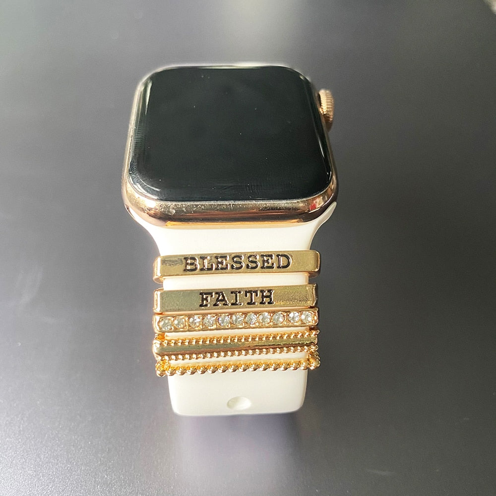 Decoration ring for apple watch band 44mm 40mm correa 38/42mm Diamond bracelet Jewelry Accessories for iwatch series 7 6 5 4 Set.