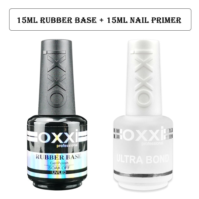 oxxi Latest 15ml Nail Rubber Base Coat Semi Permanant UV Gel Varnishes Primer for Nails Matte Top Coat Nail Art Base Top Gellak