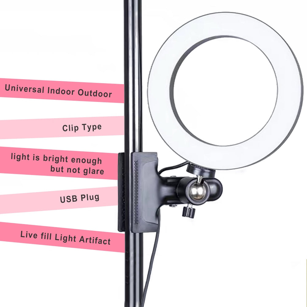 26cm/16cm Protable Led Selfie Round Circle Light For Youtube Live Streaming Studio Video Dimmable Photography Lighting With USB Cable