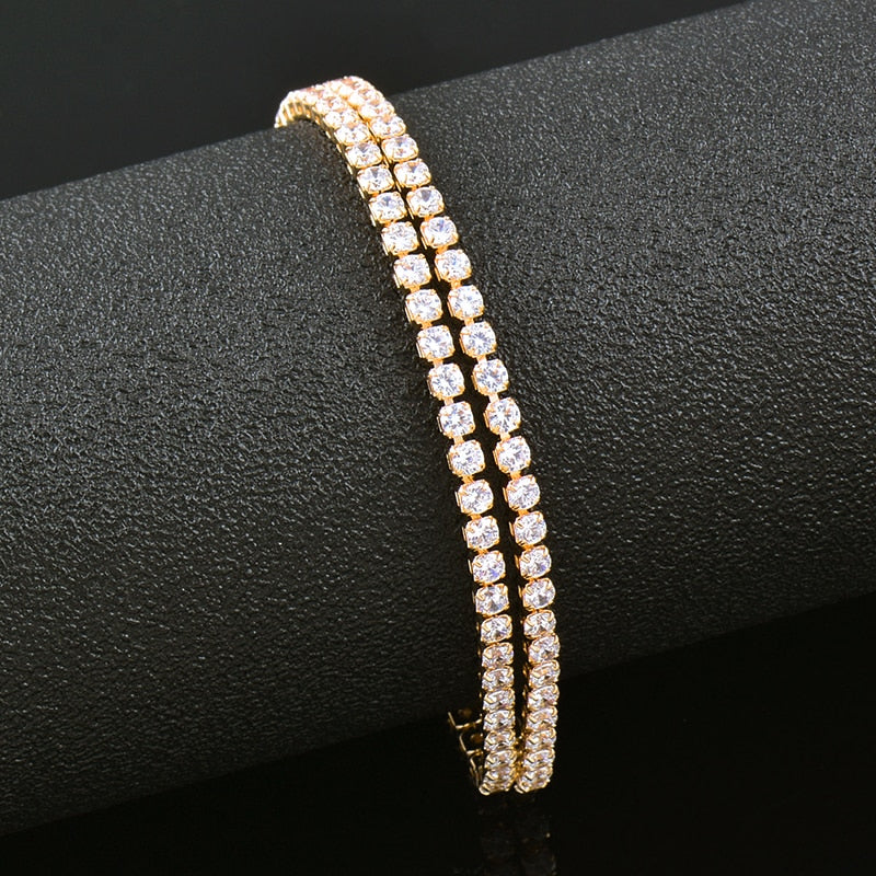 SINLEERY 16CM Round AAA Cubic Zirconia Tennis Bracelet For Women Rose Gold Silver Color Bridal Wedding Jewelry ZD1 SSF