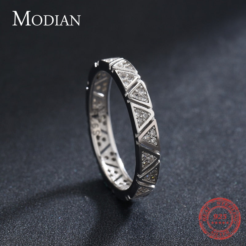 Modian Real 925 Sterling Silver Rings For Women Round Classic Ten Hearts Zircon Ring Romantic Wedding Statement Jewelry With Box