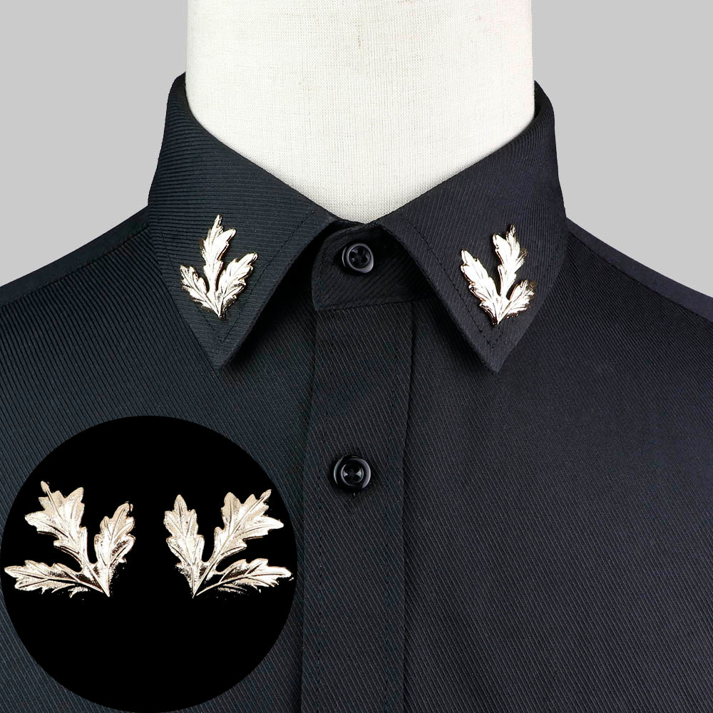 1 Pair Trendy Suit Shirt Collar Pin Tree Leaf Dragon Leopard Hollowed Triangle Crown Brooches For Men Women Daily Wear Accessory