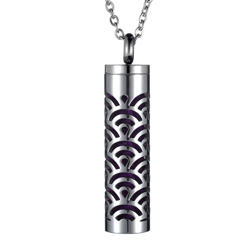 316L Stainless Steel Aromatherapy Locket Chain Necklace Essential Oil Diffuser Container Pendant Necklace Gift for Men/Women