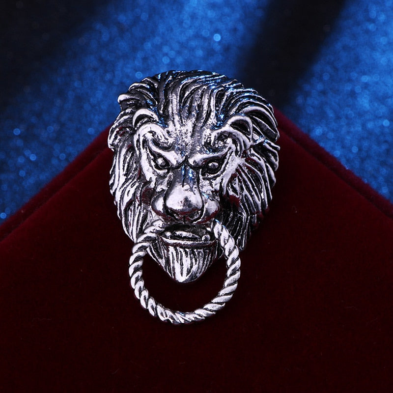 Retro Lion Shield Crown Animal Brooches Fashion Men&#39;s Suit Shirt Collar Needle Badge Lapel Pins Jewelry Men Clothing Accessories