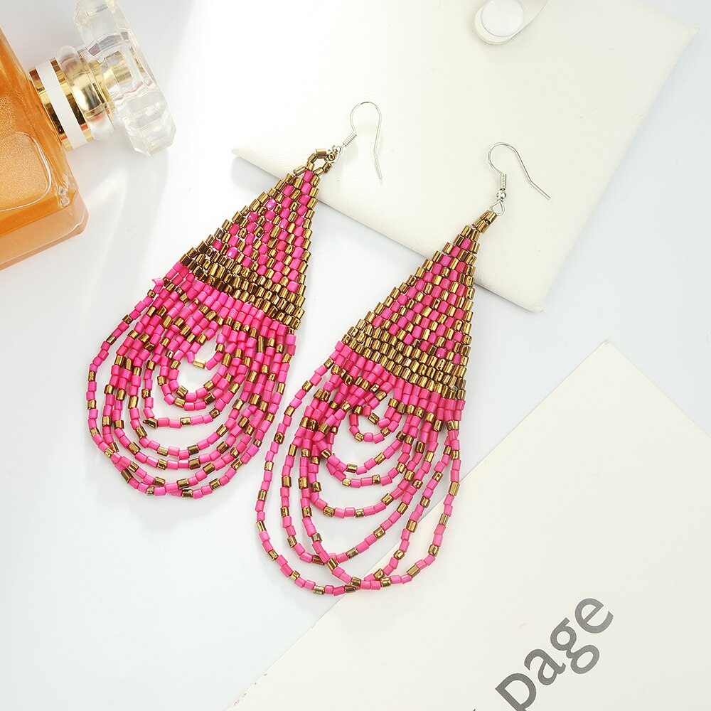 New Boho Dangle Earrings Acrylic Beads Earrings Hot Fashion Bohemian Waterdrop Earrings For Women Wholesale Jewelry Gift