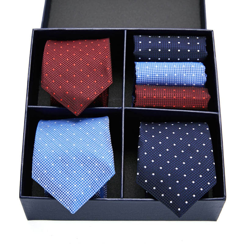 Gift box packing Silk Ties For Men Novelty Hanky  Set 3 Styles  Men's Tie Formal Red Cravat for Wedding Business Necktie