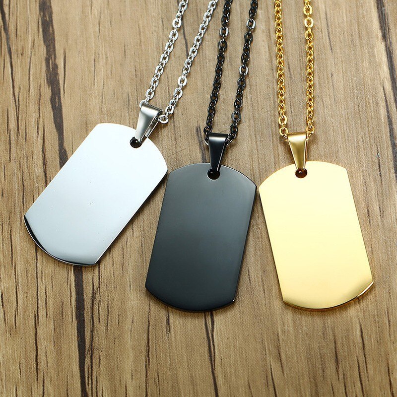 Minimalist Stainless Steel Dog Tag Pendant Necklace Customize Name Dad To My Son Personalized Family BFF