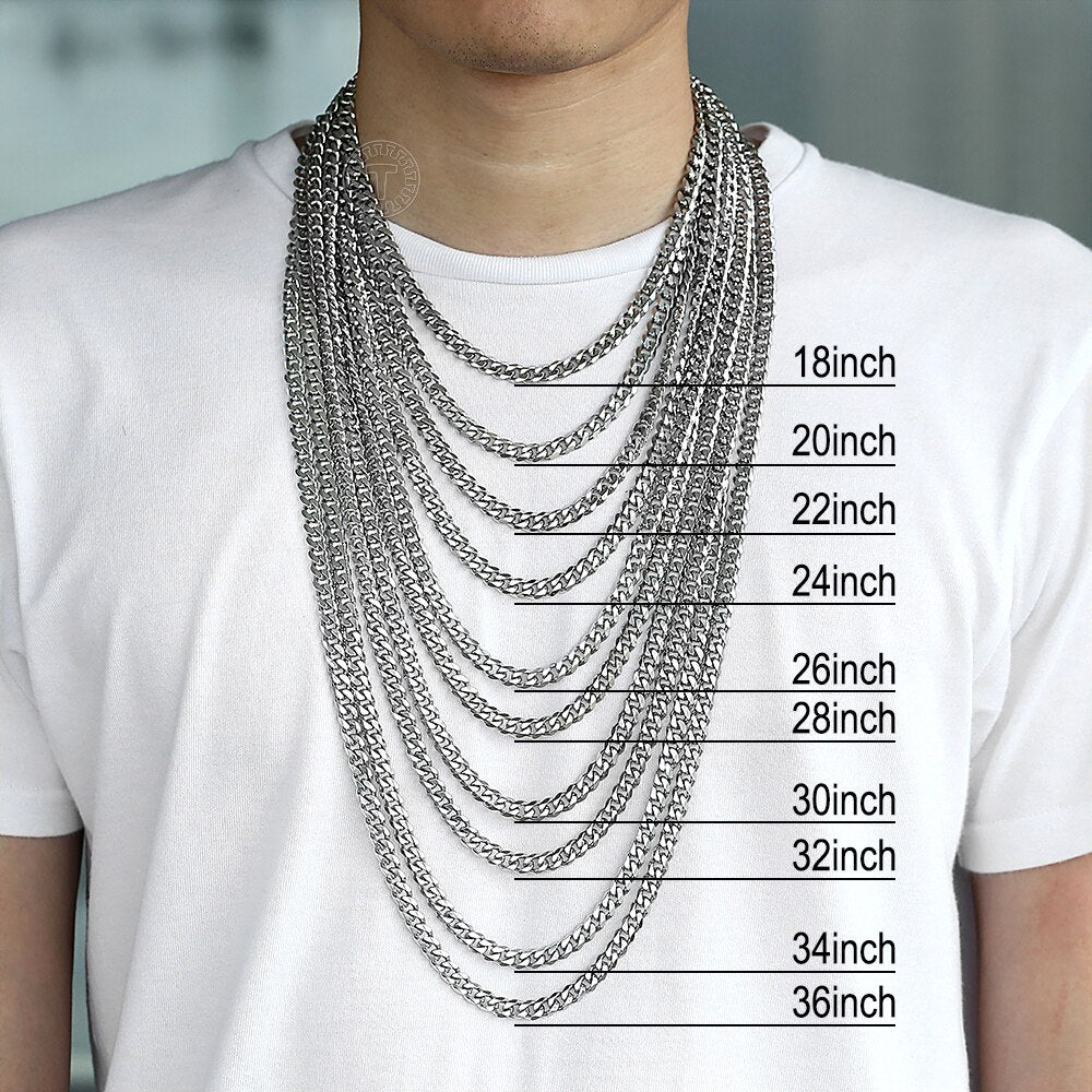 3/5/7mm Stainless Steel Necklace for Men Women Gold Black Silver Color Necklace Curb Link Chains Men Fashion Jewelry Gifts LKN12