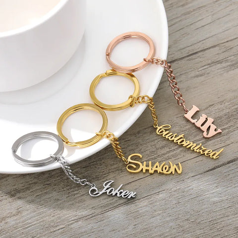 Custom Engraved Keychain For Women Men Name Stainless Steel Personalized Jewerly Gift Customized Anti-lost Keyring Key Chain