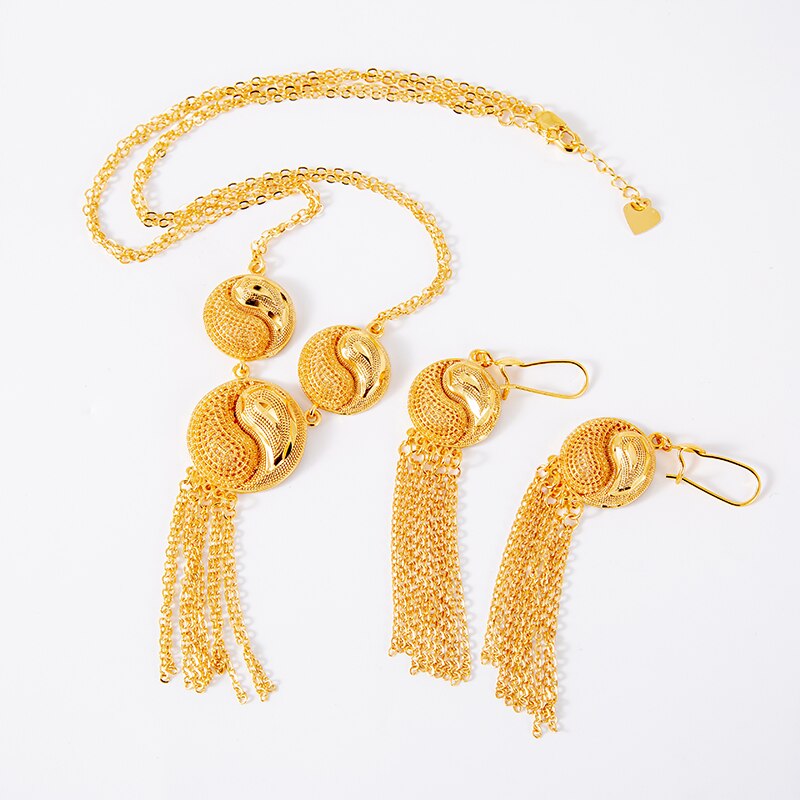 Bridal Jewelry Sets for Women Arabic/Dubai/Ethiopian/African Earrings Gold Color cooper Summer Necklace