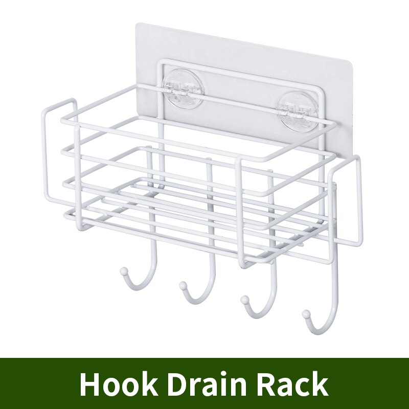 Self Adhesive Sink Sponge Bottle Rack Holder Kitchen Spice Organizer Storage Racks Drainer Metal Basket Hook Multi Purpose