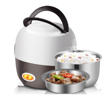 220V Mini Electric Rice Cooker 2/3 Layers Available Steamer Stainless Steel Inner Portable Meal Thermal Heating Lunch Box