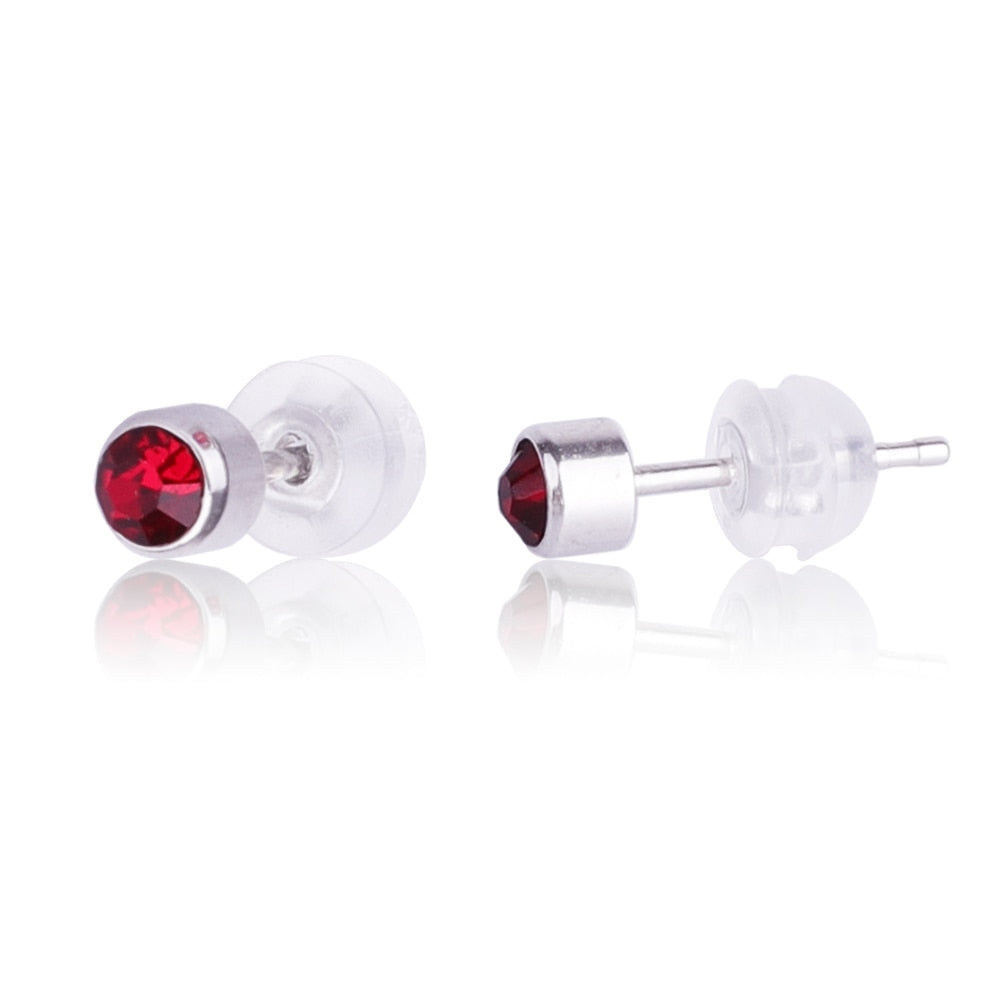 12 Pairs 316L Stainless Steel Stud Earrings,Birthstone Colourful Crystal Earring Sets for Women and Girls with Size 3mm 4mm 5mm