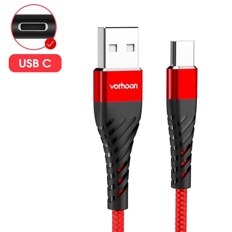 Vothoon USB Type C Cable for Samsung Xiaomi Huawei 3A Fast Charging USB C Cable Mobile Phone Charger USBC Type C Data Wire Cord