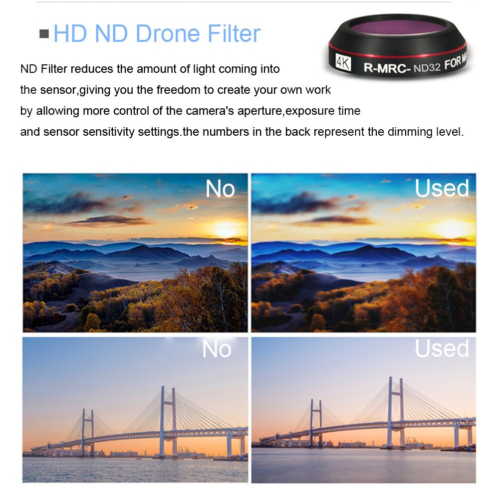 For Mavic Pro 4K Camera Filters UV CPL Neutral Density Lens Filter Set For DJI Mavic Pro Drone Accessories ND 4 8 16 32 Filters