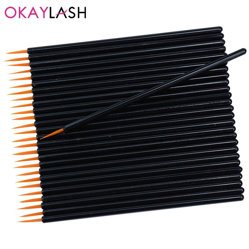 OKAYLASH 50pcs/lot Black Handle Reusable Gel Liner Nail Art Brushes Painting Pen Beauty Makup Tools