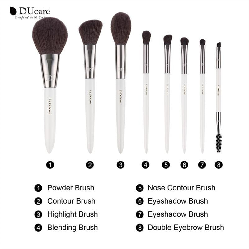 DUcare Makeup Brushes Set 8Pcs Professional Germany BASF Fiber Hair With Holder Foundation Eyeshadows Eyebrow Makeup Brush Kit