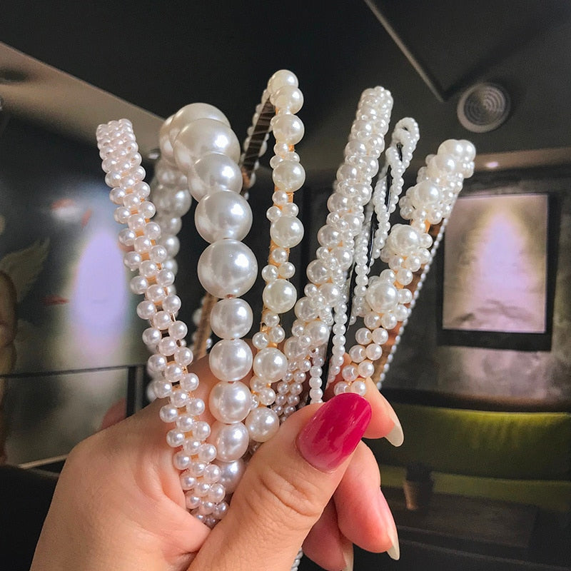 Women Simulated Pearl Hairbands Jewelry 2020 New Fashion Flower Headband Hair Hoops Holder Ornament Gift Girls Accessories