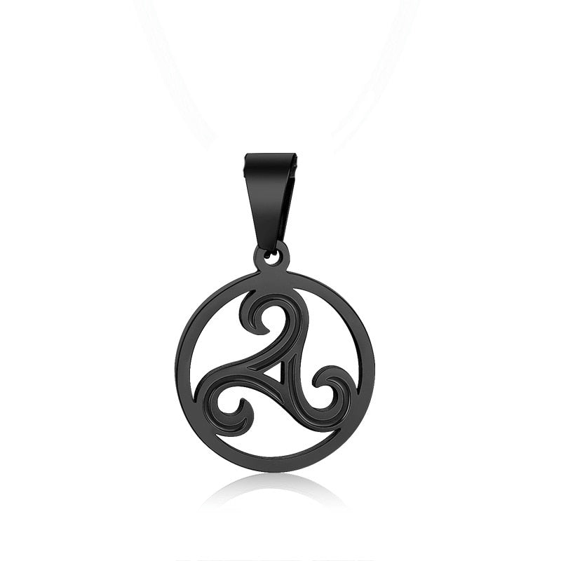 TRISKELE MEN NECKLACE STAINLESS STEEL TRISKELION TRIPLE SPIRAL PENDANT JEWELRY GIFTS FOR ATHLETES