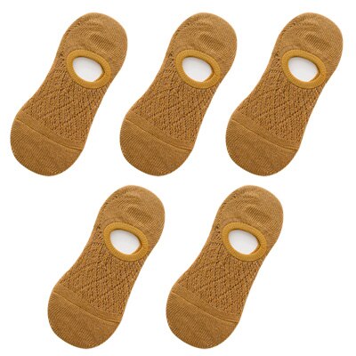 5 Pairs/Set Women Silicone non-slip invisible Socks Summer Solid Color Mesh Ankle Boat Socks Female Cotton Slipper No show Socks