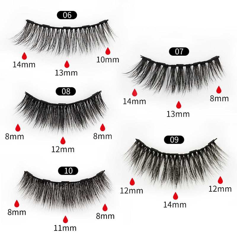 Mix 1/3/5/7/10 Pairs Eye Makeup Magnet Lashes Magnetic False Eyelashes Liqiud Eyeliner Beauty Kit Mink Eyelash Wholesale