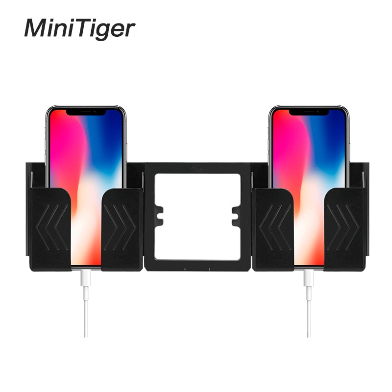 Minitiger Grey Wall Socket Phone Holder Smartphone Accessories Stand Support For Mobile Phone One / Two Phone Holder