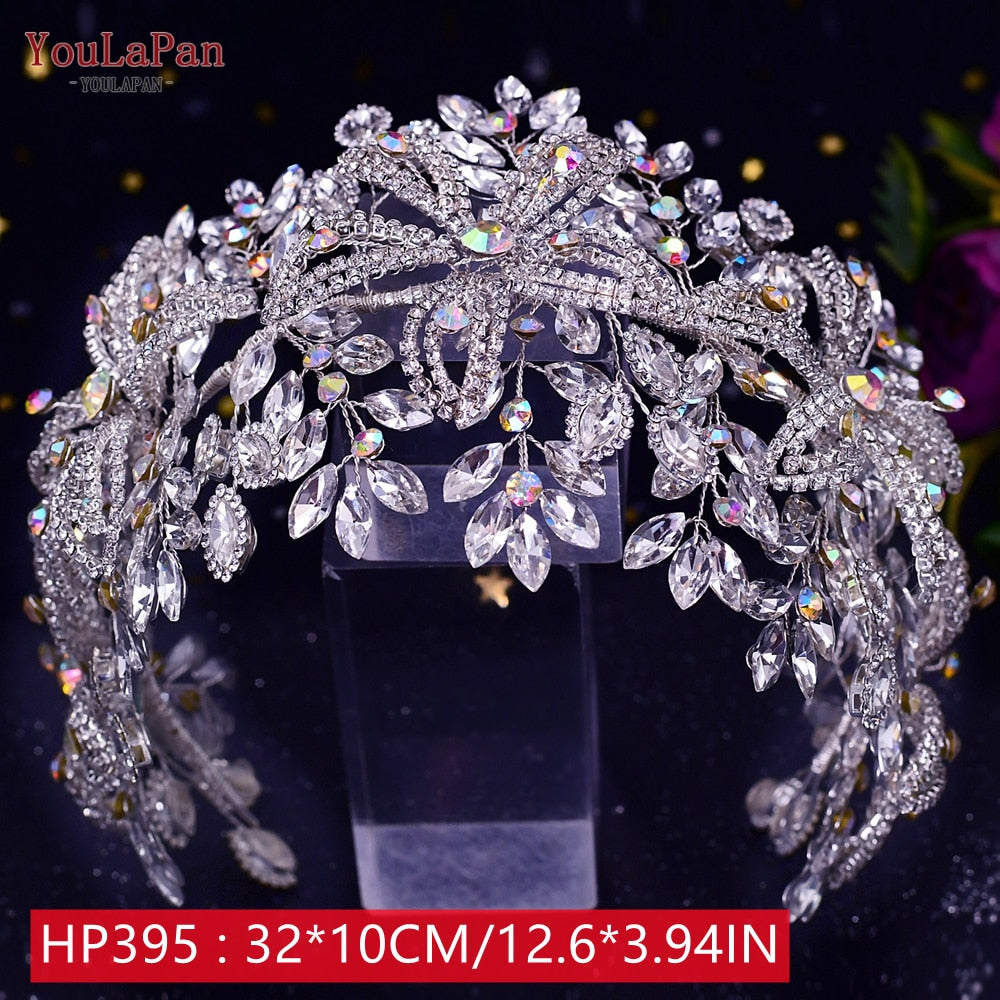 YouLaPan HP240 Golden Bride Hair Accessories Crystal Headband Woman Wedding Hair Jewelry Rhinestone Bridal Tiara and Headdress