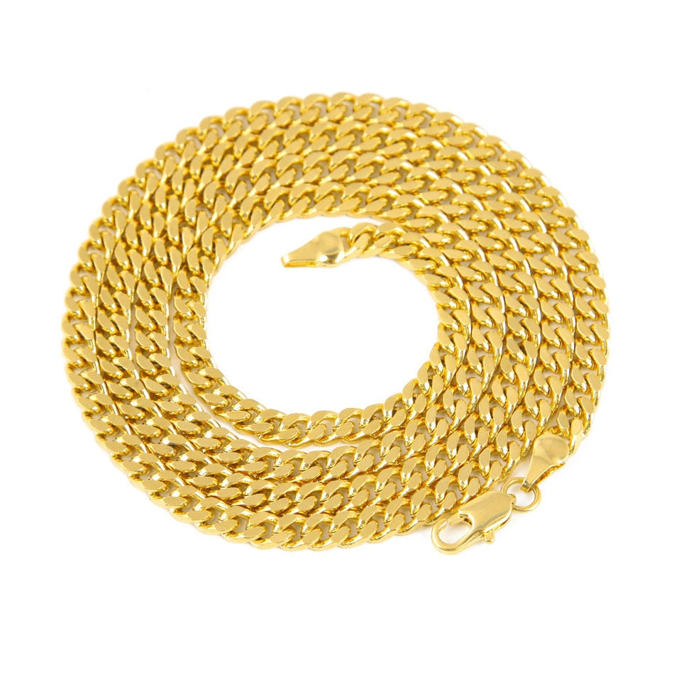 UWIN Men Women Hip Hop Rapper's Chain 3mm 18'' 20" 24" 30" Stainless steel Gold Color Rope Link Necklace Fashion Hip hop Jewelry