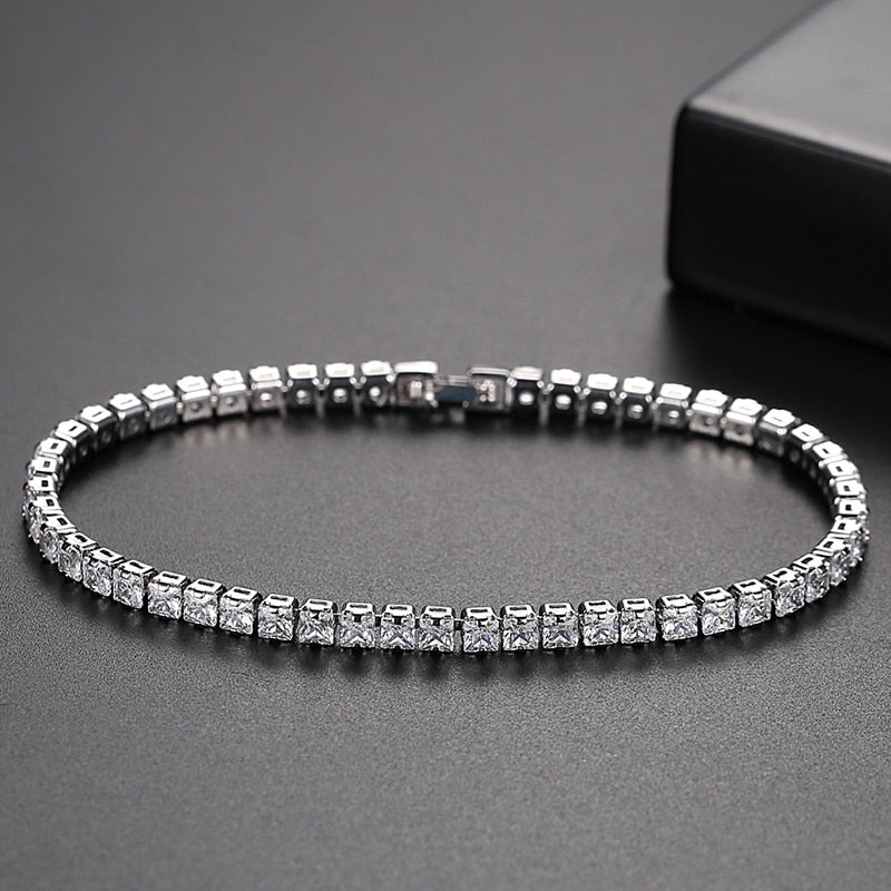 JINSE Fashion Crystal CZ Tennis Bracelet 3mm Hip Hop Cubic Zirconia Charm Bracelets for Men Classic Vintage Wedding Jewelry