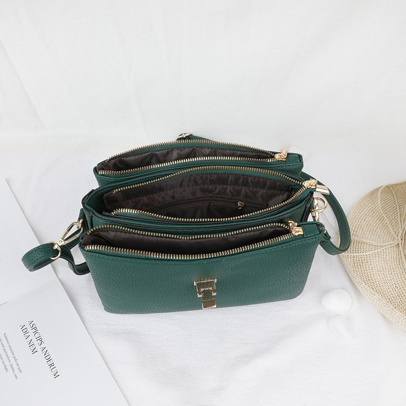 New Compartment Shoulder Bag Ladies Handbag Litchi PU Leather Crossbody Bags for Women Messenger Bags sac a main femme