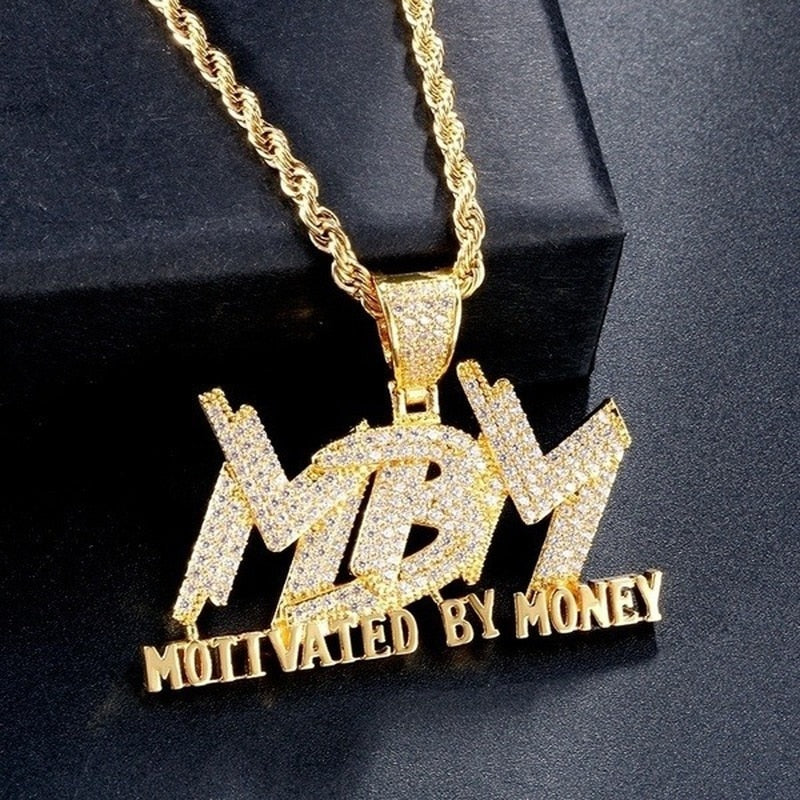 Hip Hop Men and Women Cubic Zircon MBM Letter Pendant Iced Out Full  Necklace Jewelry Gift