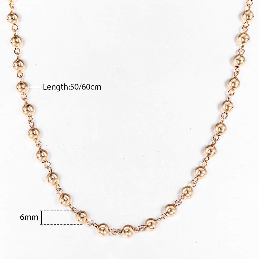 Davieslee Chain Necklace for Women Men 585 Rose Gold Color Necklace for Women Men Foxtail Hammered Bismark Chain 3-8mm DCNN1