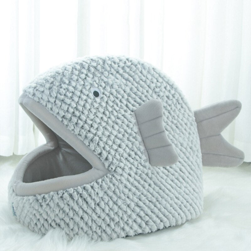 Cawayi Kennel  Soft Pet House Dog Bed for Dogs Cats Small Animals Products Semi-enclosed Fish-shaped Cartoon Cat Pet Beds D2033