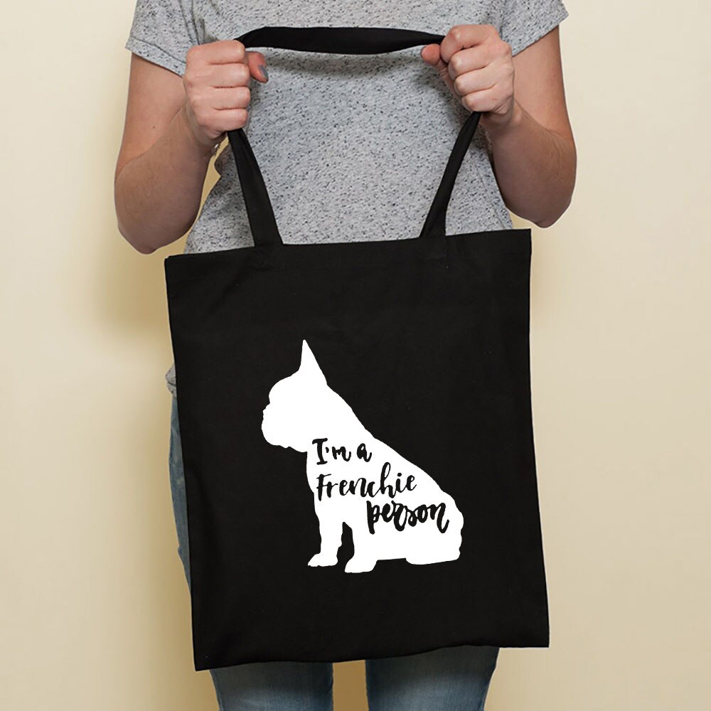 Cute Dog Harajuku Fashion Shopping Black Bags Canvas Tote Bag Bulldog Mom Dachshund Reusable Cloth Bag Handbag Shoulder Bags