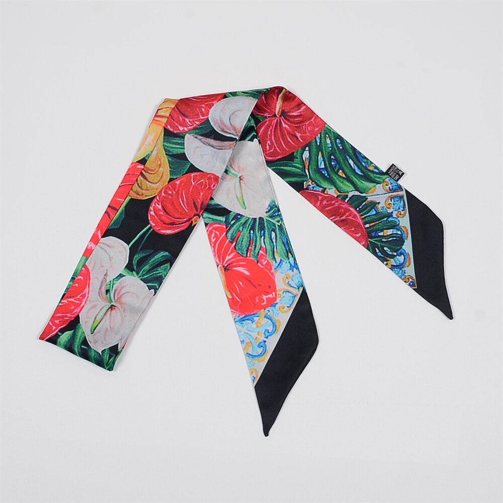 Tropic Affair Luxury Brand Scarf Tarot Women Scarf Bag Hair Skinny Silk Scarves Design Foulard Neckerchief Headband For Ladies